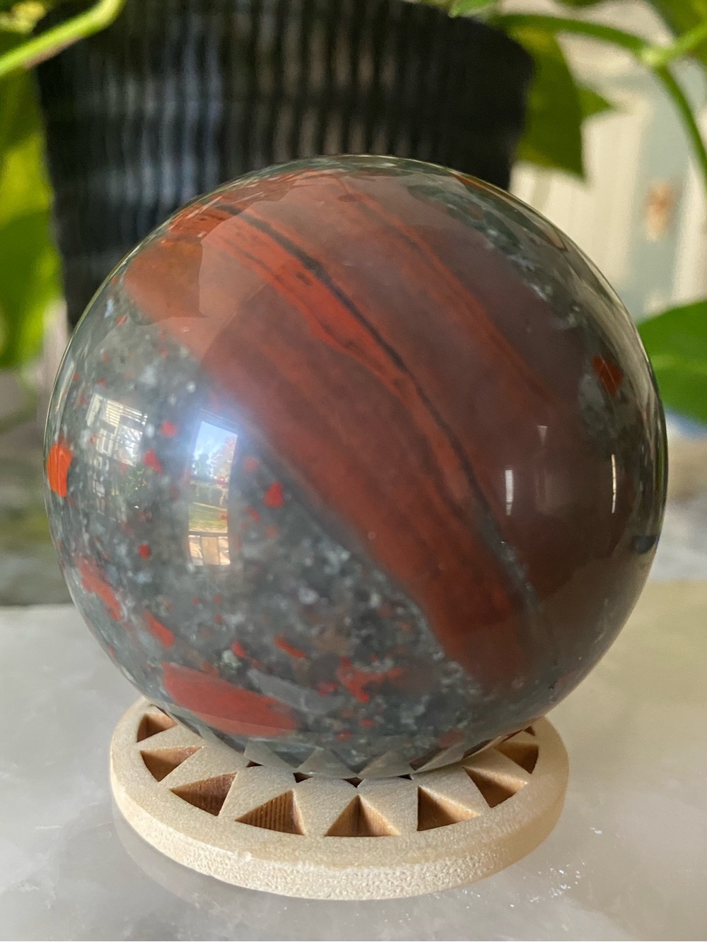 🩸🌿 2.36” African Bloodstone Sphere 🌿🩸